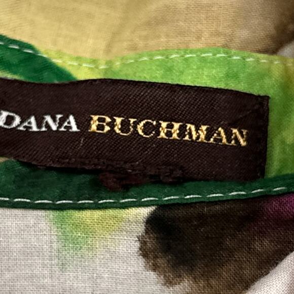 Dana Buchman Top M Watercolor Floral Bold Button Down Resort Travel Boho Beachy - Picture 11 of 15